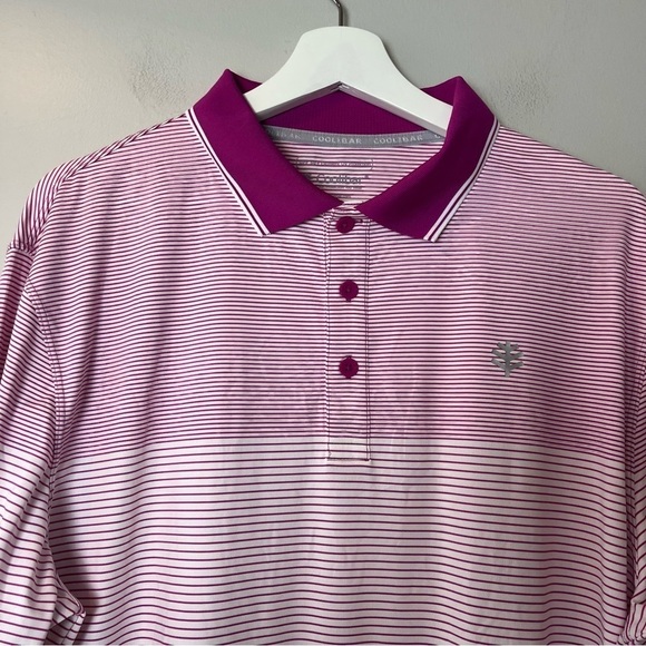 Coolibar UV Protected Long Sleeve Pink Striped Polo Sun Shirt Large - Picture 5 of 8